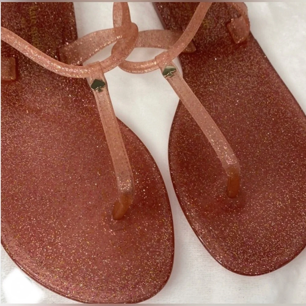 Kate Spade JONI Style Glitter Pink Jelly Straps Flats Size‎ 10 brand new